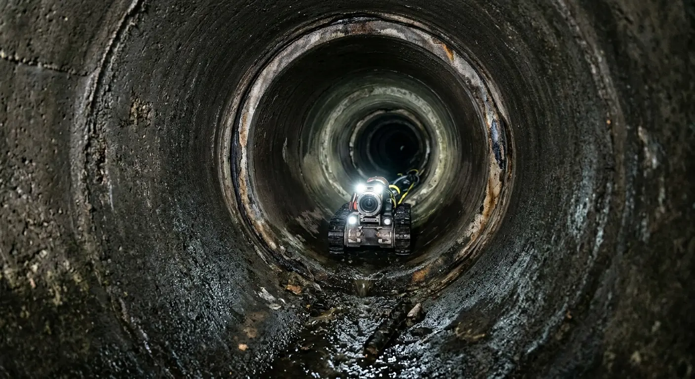 Robotic sewer camera inspecting pipe interior for Sewer Line Repair in Chubbuck